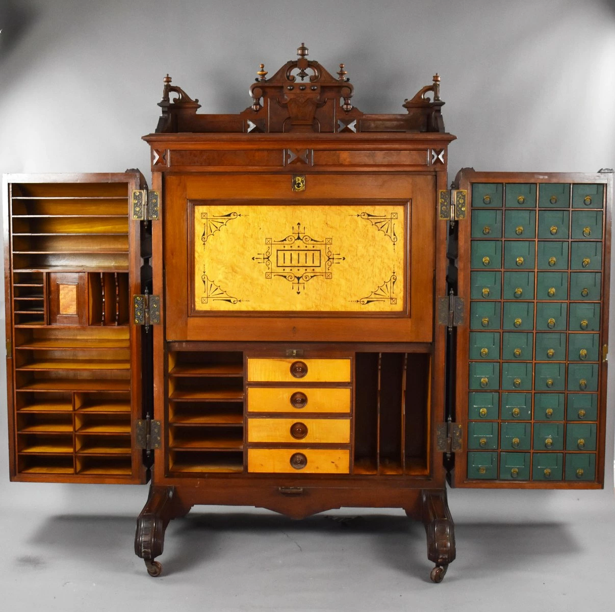 19th Century American Walnut Wells Fargo Desk By Wooton Desk. Co 5 19th Century American Walnut Wells Fargo Desk By Wooton Desk. Co - Image 3