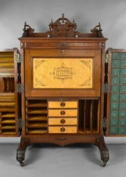 19th Century American Walnut Wells Fargo Desk By Wooton Desk. Co 27 19th Century American Walnut Wells Fargo Desk By Wooton Desk. Co -PAMONO Sales 19th century american walnut wells fargo desk by wooton desk co 6