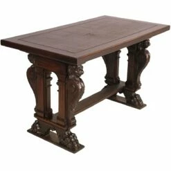 19th Century Hand Carved Walnut Desk From Testolini & Salviati -PAMONO Sales 19th century hand carved walnut desk from testolini salviati 4