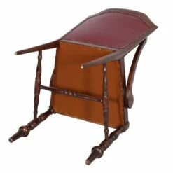 19th Century Neoclassical Walnut And Leather Desk Chair -PAMONO Sales 19th century neoclassical walnut and leather desk chair 4