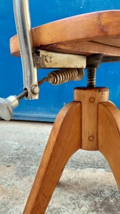 Adjustable Industrial Wooden Swivel Chair, Italy, 1940s 16 Adjustable Industrial Wooden Swivel Chair, Italy, 1940s -PAMONO Sales adjustable industrial wooden swivel chair italy 1940s 7