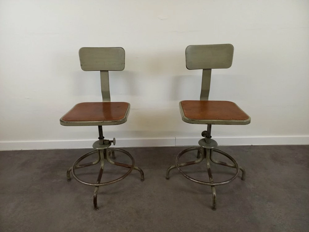 Adjustable Workshop Chairs From The Flambo Brand, 1950s, Set Of 2 5 Adjustable Workshop Chairs From The Flambo Brand, 1950s, Set Of 2 - Image 3