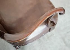 Antique Brown Leather Swivel Captains Chair With Claw & Ball Feet From Thomas Chippendale -PAMONO Sales antique brown leather swivel captains chair with claw ball feet from thomas chippendale 13