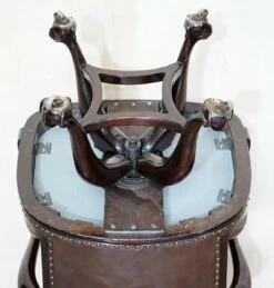 Antique Brown Leather Swivel Captains Chair With Claw & Ball Feet From Thomas Chippendale -PAMONO Sales antique brown leather swivel captains chair with claw ball feet from thomas chippendale 17