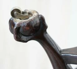 Antique Brown Leather Swivel Captains Chair With Claw & Ball Feet From Thomas Chippendale -PAMONO Sales antique brown leather swivel captains chair with claw ball feet from thomas chippendale 19