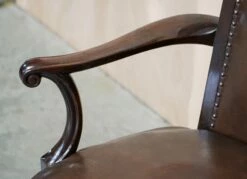 Antique Brown Leather Swivel Captains Chair With Claw & Ball Feet From Thomas Chippendale -PAMONO Sales antique brown leather swivel captains chair with claw ball feet from thomas chippendale 7