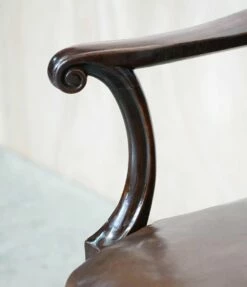 Antique Brown Leather Swivel Captains Chair With Claw & Ball Feet From Thomas Chippendale -PAMONO Sales antique brown leather swivel captains chair with claw ball feet from thomas chippendale 8