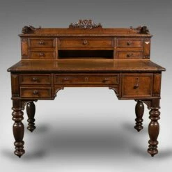 Antique Carved Scottish Oak Correspondence Desk