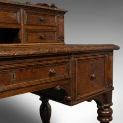 Antique Carved Scottish Oak Correspondence Desk -PAMONO Sales antique carved scottish oak correspondence desk 11