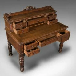 Antique Carved Scottish Oak Correspondence Desk -PAMONO Sales antique carved scottish oak correspondence desk 6