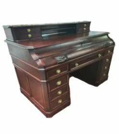 Antique Desk In Leather And Wood, 1800s