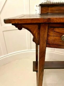 Antique Edwardian Rosewood Inlaid Bow Fronted Writing Table -PAMONO Sales antique edwardian rosewood inlaid bow fronted writing table 19