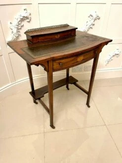 Antique Edwardian Rosewood Inlaid Bow Fronted Writing Table -PAMONO Sales antique edwardian rosewood inlaid bow fronted writing table 4