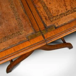 Antique English Victorian Folding Writing Table In Walnut, 1880s -PAMONO Sales antique english victorian folding writing table in walnut 1880s 10
