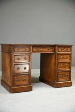 Antique Twin Pedestal Desk In Mahogany