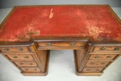 Antique Twin Pedestal Desk In Mahogany -PAMONO Sales antique twin pedestal desk in mahogany 3