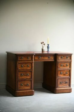 Antique Twin Pedestal Desk In Mahogany -PAMONO Sales antique twin pedestal desk in mahogany 6