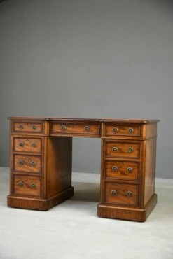 Antique Twin Pedestal Desk In Mahogany -PAMONO Sales antique twin pedestal desk in mahogany 7