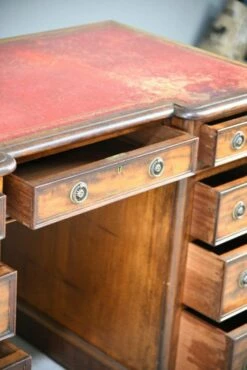 Antique Twin Pedestal Desk In Mahogany -PAMONO Sales antique twin pedestal desk in mahogany 8