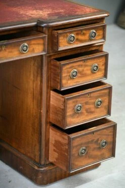 Antique Twin Pedestal Desk In Mahogany -PAMONO Sales antique twin pedestal desk in mahogany 9