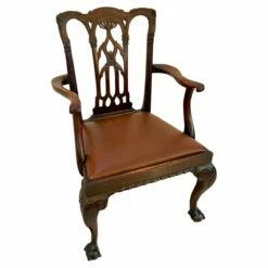 Antique Victorian Carved Mahogany Desk Chair