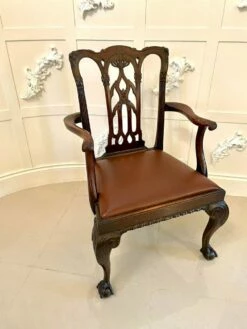 Antique Victorian Carved Mahogany Desk Chair -PAMONO Sales antique victorian carved mahogany desk chair 13
