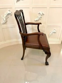 Antique Victorian Carved Mahogany Desk Chair -PAMONO Sales antique victorian carved mahogany desk chair 14