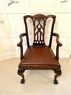 Antique Victorian Carved Mahogany Desk Chair -PAMONO Sales antique victorian carved mahogany desk chair 15
