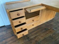 Art Deco Executive L Desk In Blond Oak From Guillerme Et Chambron, France, 1960s -PAMONO Sales art deco executive l desk in blond oak from guillerme et chambron france 1960s 3