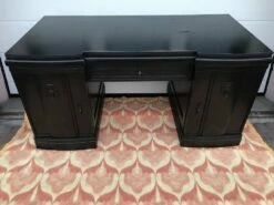 Art Nouveau Black Oak Desk, 1920s