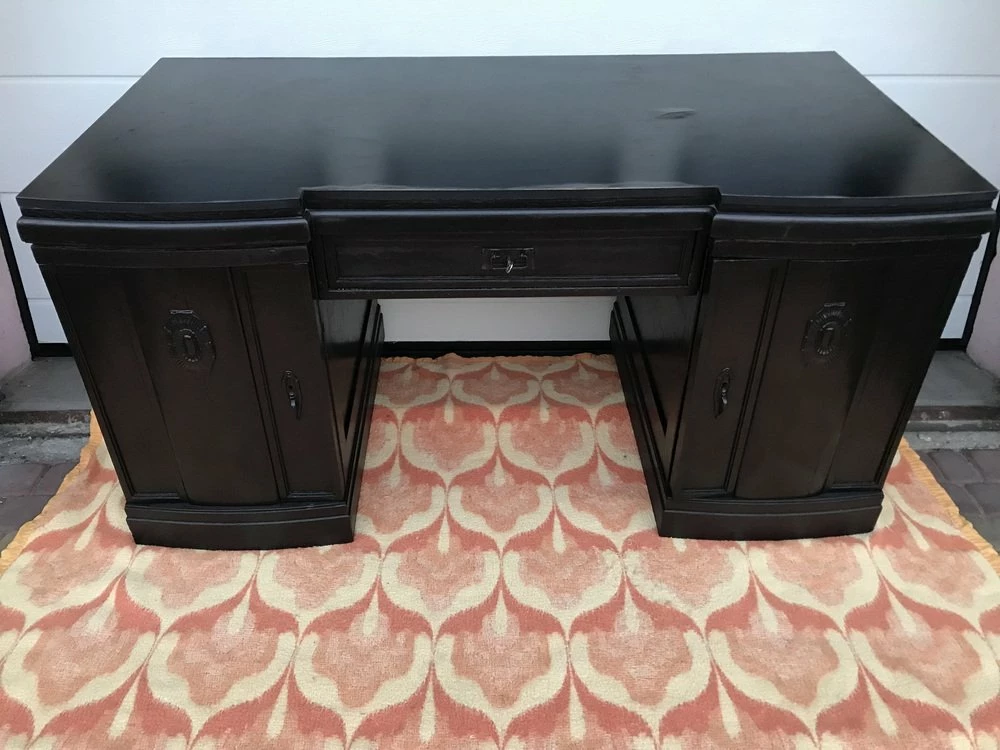 Art Nouveau Black Oak Desk, 1920s 3 Art Nouveau Black Oak Desk, 1920s