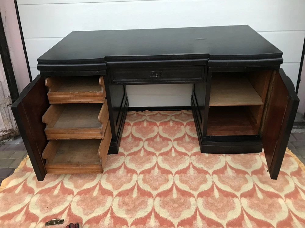 Art Nouveau Black Oak Desk, 1920s 4 Art Nouveau Black Oak Desk, 1920s - Image 2