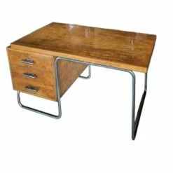 Bauhaus Writing Desk With Tubular Estructure And Wood -PAMONO Sales bauhaus writing desk with tubular estructure and wood 3