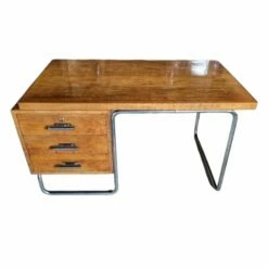 Bauhaus Writing Desk With Tubular Estructure And Wood -PAMONO Sales bauhaus writing desk with tubular estructure and wood 4