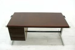 Big Desk In Leather And Aluminum, 1980s -PAMONO Sales big desk in leather and aluminum 1980s 13