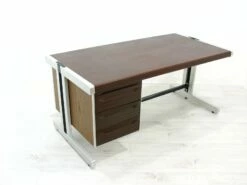 Big Desk In Leather And Aluminum, 1980s -PAMONO Sales big desk in leather and aluminum 1980s 17