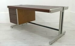 Big Desk In Leather And Aluminum, 1980s -PAMONO Sales big desk in leather and aluminum 1980s 19