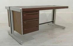 Big Desk In Leather And Aluminum, 1980s -PAMONO Sales big desk in leather and aluminum 1980s 20