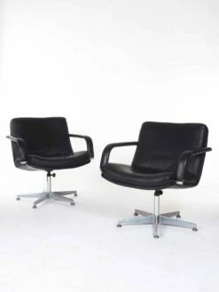 Black Leather Artifort Lounge Chair By Geoffrey Harcourt