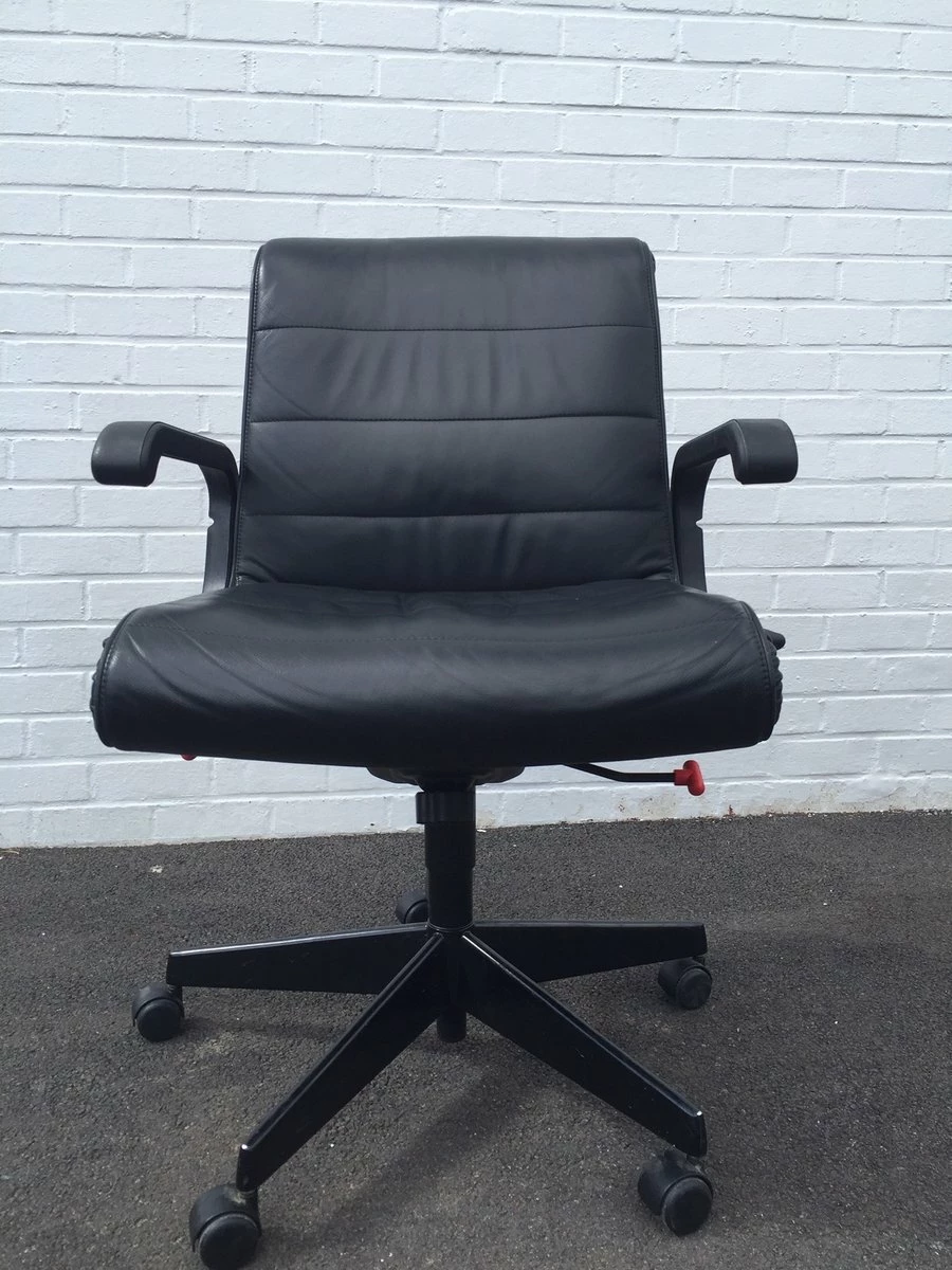 Black Leather Chair By Richard Sapper For Knoll, 1980s 3 Black Leather Chair By Richard Sapper For Knoll, 1980s