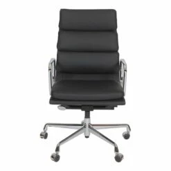 Black Leather EA-219 Office Chair By Charles Eames For Vitra, 1960s