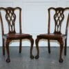 Chippendale Style Claw & Ball Side Dining Desk Chairs In Leather, Set Of 2 1 Chippendale Style Claw & Ball Side Dining Desk Chairs In Leather, Set Of 2 -PAMONO Sales chippendale style claw ball side dining desk chairs in leather set of 2 1