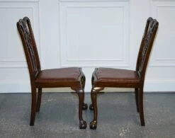 Chippendale Style Claw & Ball Side Dining Desk Chairs In Leather, Set Of 2 22 Chippendale Style Claw & Ball Side Dining Desk Chairs In Leather, Set Of 2 -PAMONO Sales chippendale style claw ball side dining desk chairs in leather set of 2 3