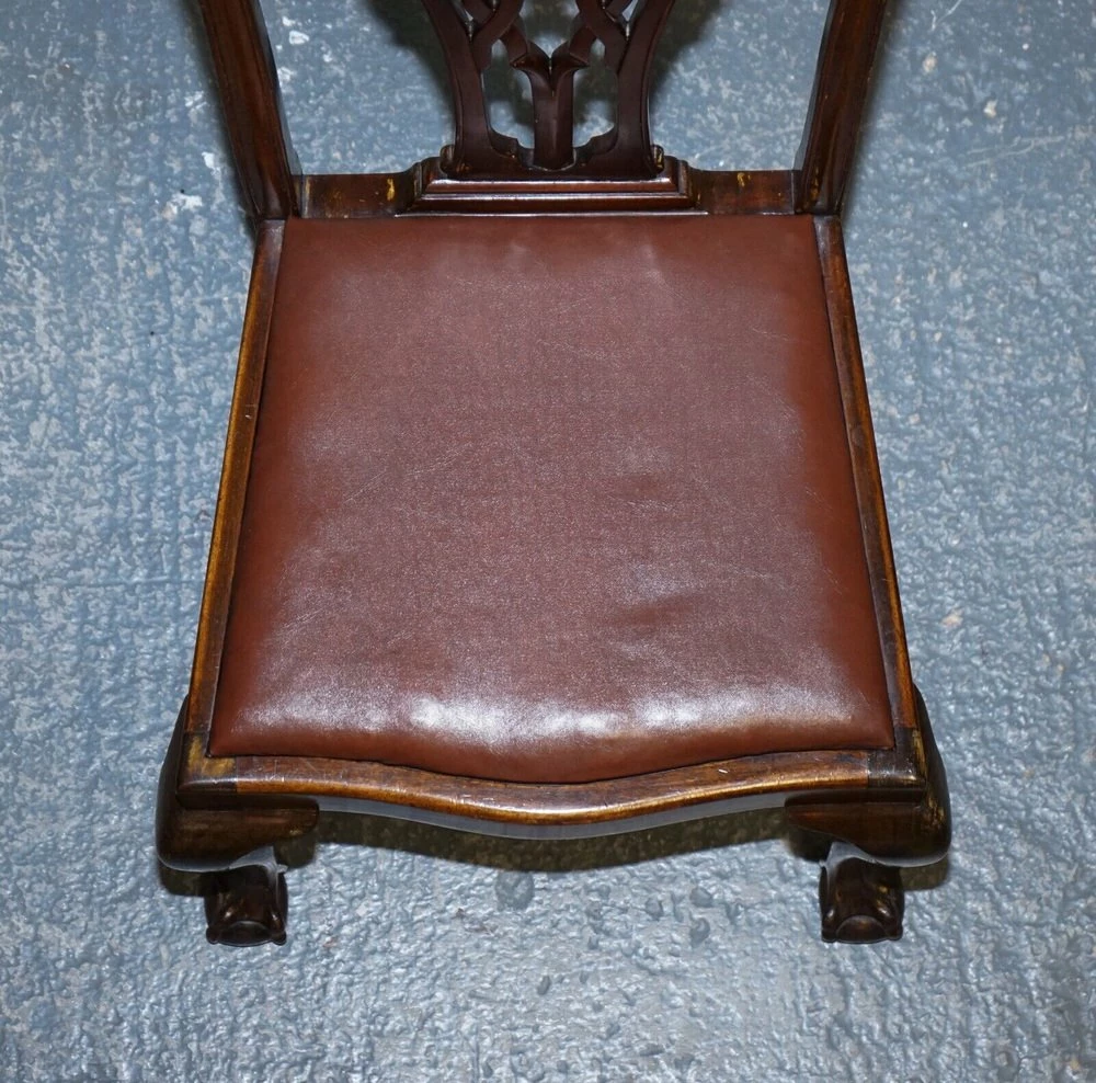Chippendale Style Claw & Ball Side Dining Desk Chairs In Leather, Set Of 2 10 Chippendale Style Claw & Ball Side Dining Desk Chairs In Leather, Set Of 2 - Image 8