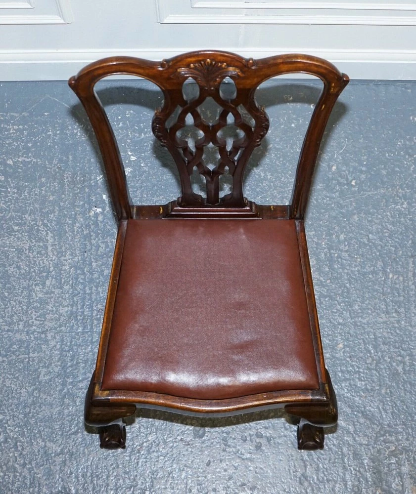 Chippendale Style Claw & Ball Side Dining Desk Chairs In Leather, Set Of 2 11 Chippendale Style Claw & Ball Side Dining Desk Chairs In Leather, Set Of 2 - Image 9