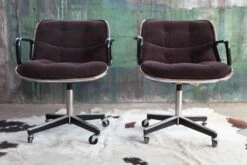 Chrome And Tufted Velour Office Chair By Charles Pollock For Knoll, 1970s -PAMONO Sales chrome and tufted velour office chair by charles pollock for knoll 1970s 4