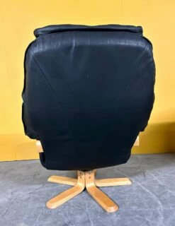 Danish Black Leather Swivel Chair -PAMONO Sales danish black leather swivel chair 3