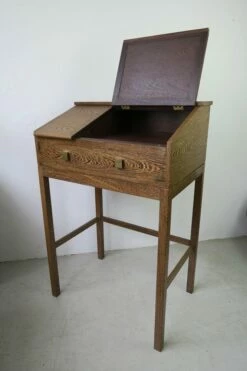 Danish Standing Desk And Stool, 1960s, Set Of 2 -PAMONO Sales danish standing desk and stool 1960s set of 2 3