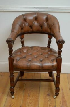 Desk Chair In Mahogany From James Shoolbred & Co., 1880s