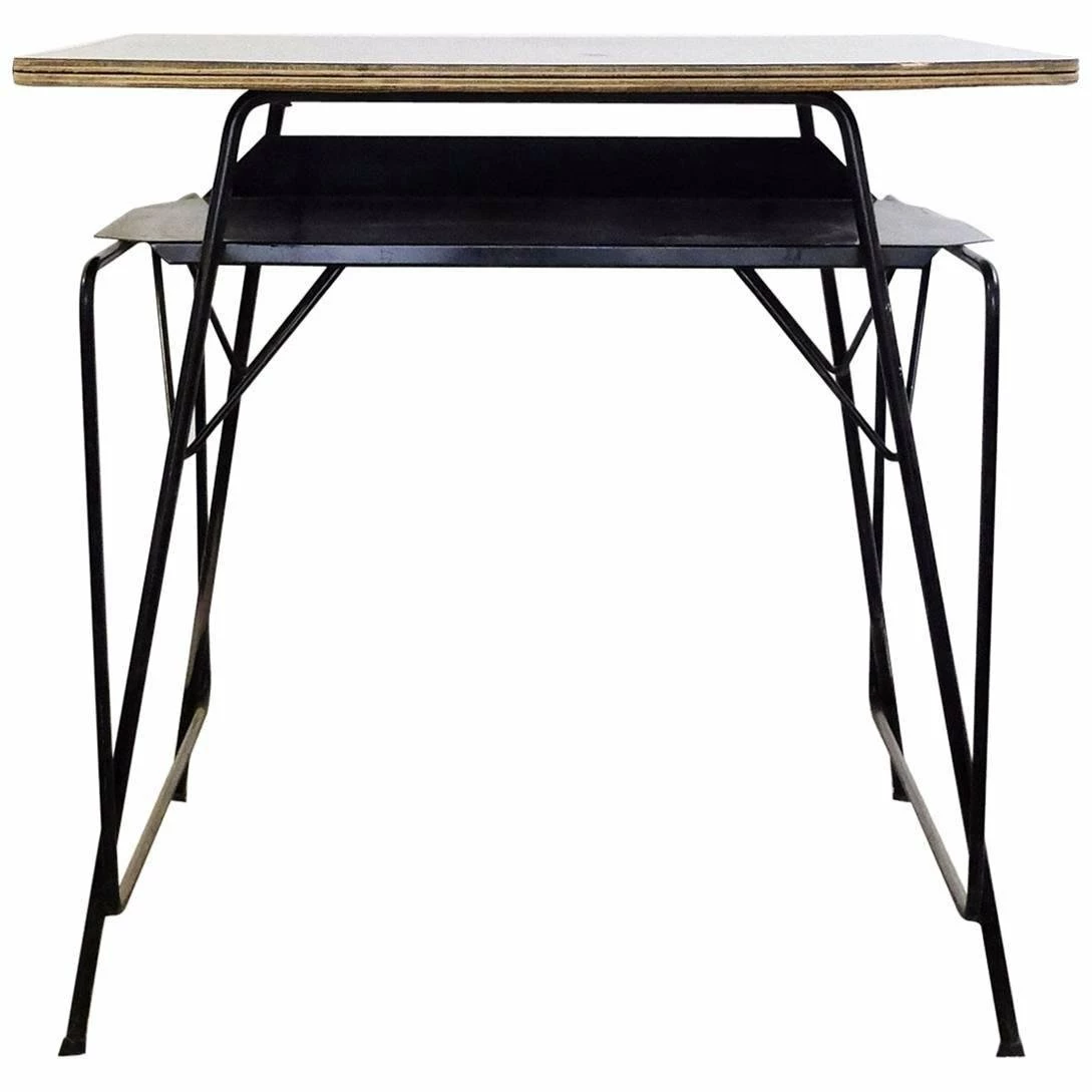 Desk In Formica, Metal And Wood By Willy Van Der Meeren For Tubax, 1950s 3 Desk In Formica, Metal And Wood By Willy Van Der Meeren For Tubax, 1950s